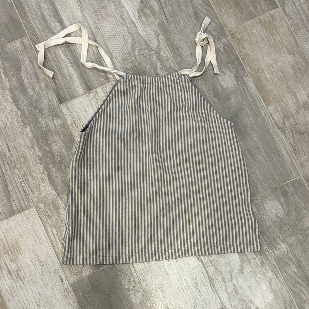 Madewell Blue and White Striped Halter Top